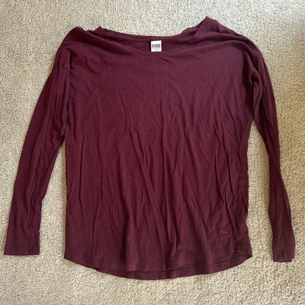 Maroon long sleeve. Says sleepwear but cute for fall time!